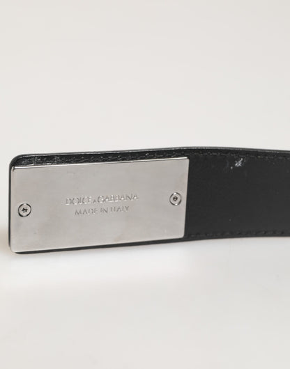 Dolce & Gabbana Black Leather Classic Metal Logo Buckle Belt