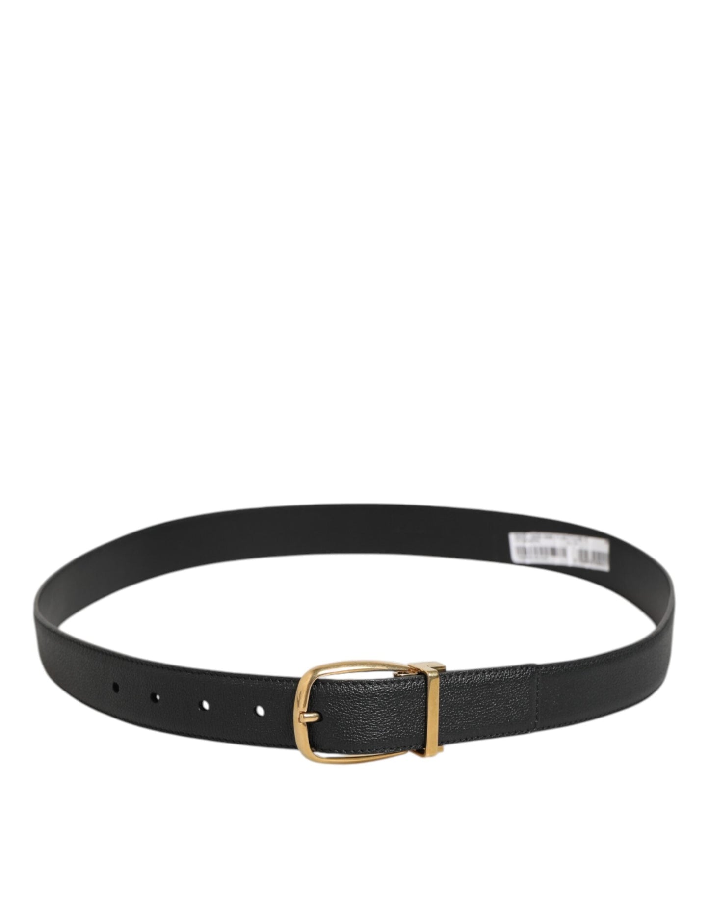 Dolce & Gabbana Black Leather Classic Metal Logo Buckle Belt