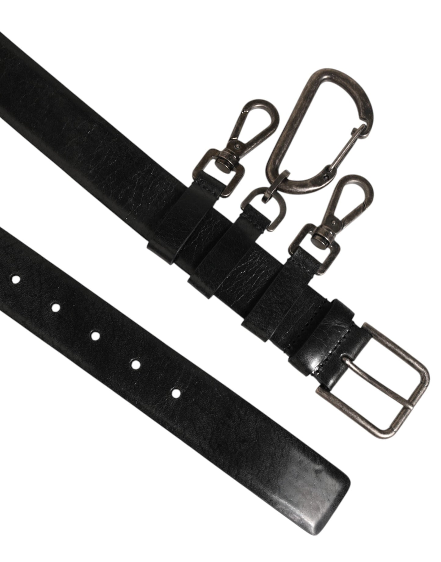 Dolce & Gabbana Black Key Ring Clip Attachments Buckle Belt