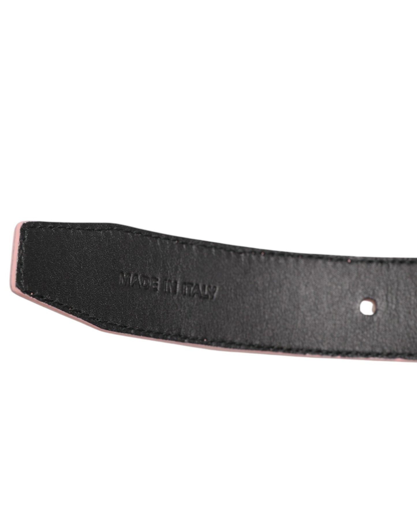 Dolce & Gabbana Pink Leather Perforated Detailing Buckle Belt