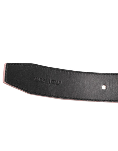 Dolce & Gabbana Pink Leather Perforated Detailing Buckle Belt