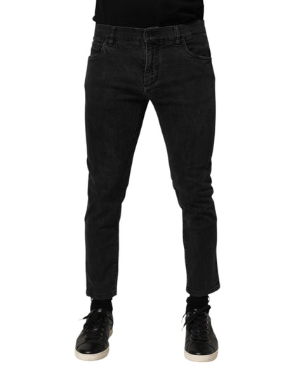 Dolce & Gabbana Dark Gray Cotton Stretch Denim Trouser Jeans