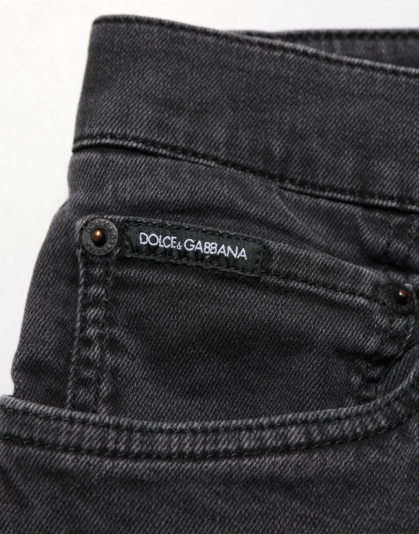 Dolce & Gabbana Dark Gray Cotton Stretch Denim Trouser Jeans