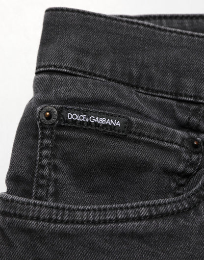 Dolce & Gabbana Dark Gray Cotton Stretch Denim Trouser Jeans