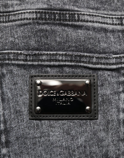 Dolce & Gabbana Gray Cotton Slim Fit Denim Trouser Jeans