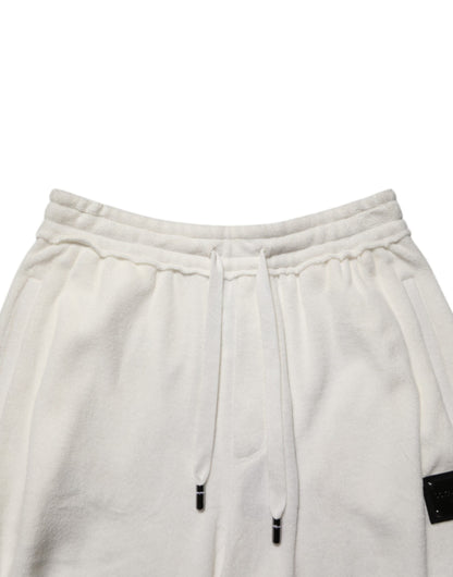 Dolce & Gabbana White Cotton Logo Plaque Men Bermuda Shorts