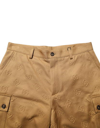 Dolce & Gabbana Brown Cotton Stretch Logo CargoBermuda Shorts