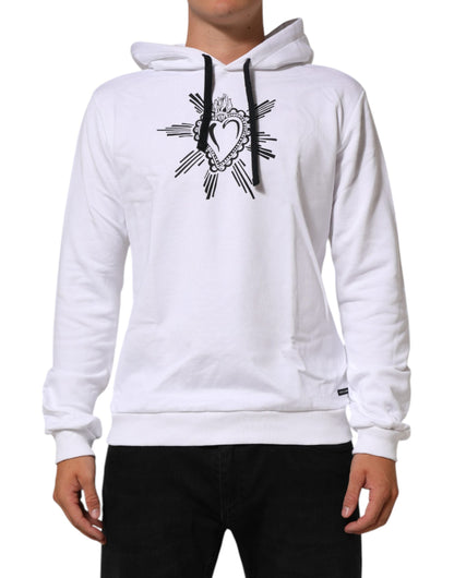 Dolce & Gabbana White Sacred Heart Hooded Sweatshirt Sweater