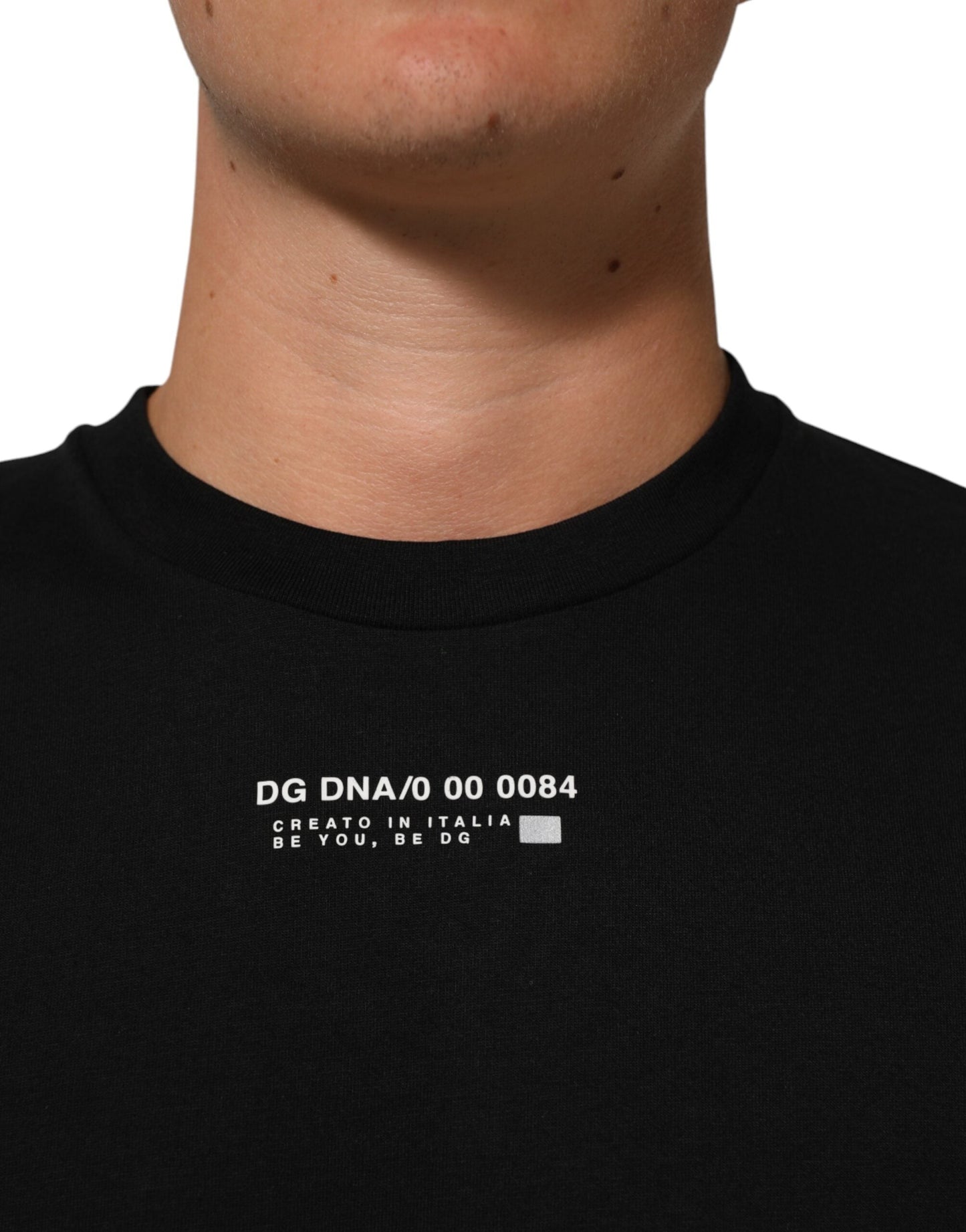 Dolce & Gabbana Black Statement Cotton Men Crew Neck T-shirt