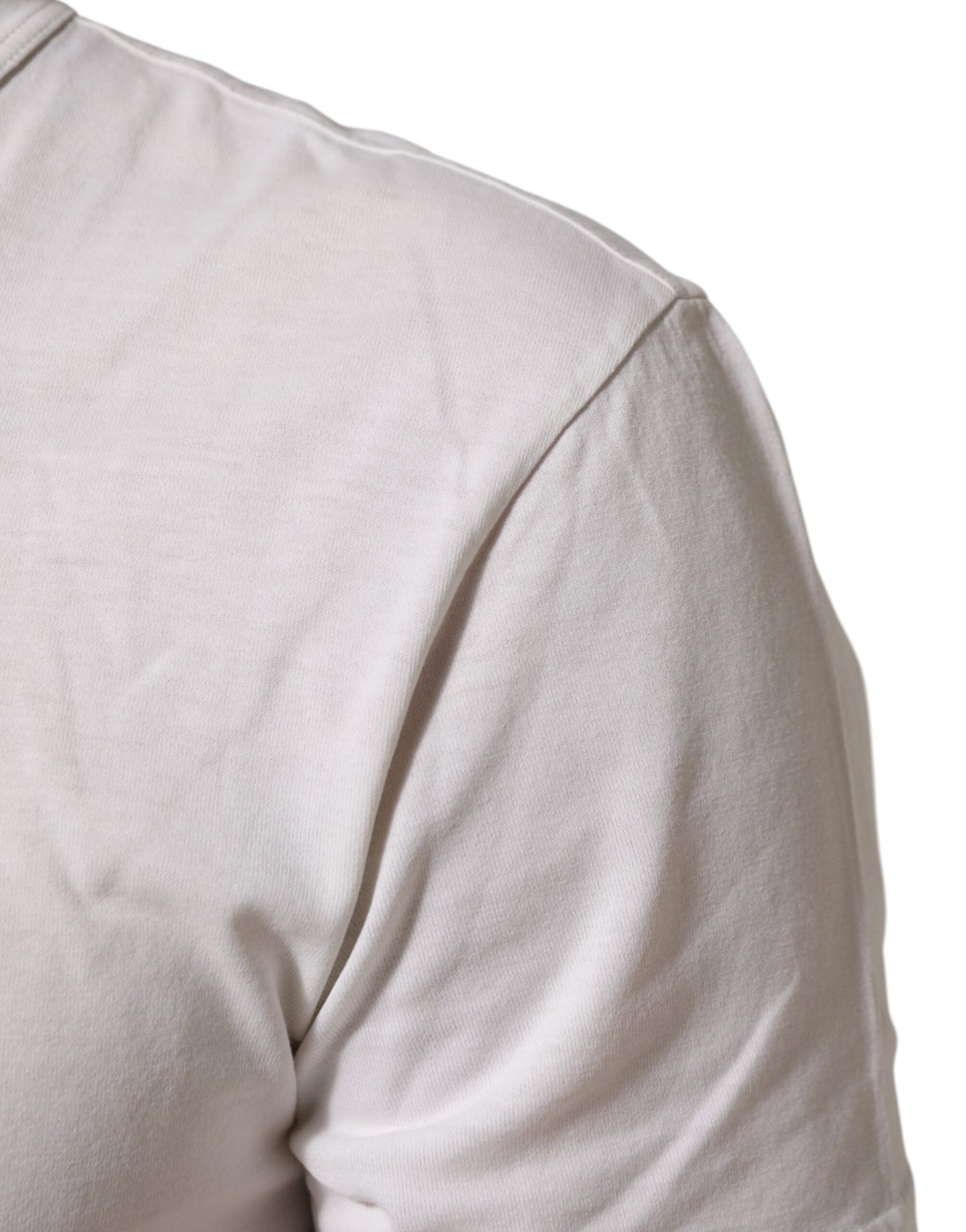 Dolce & Gabbana White Logo Print Cotton Crew Neck Men T-shirt