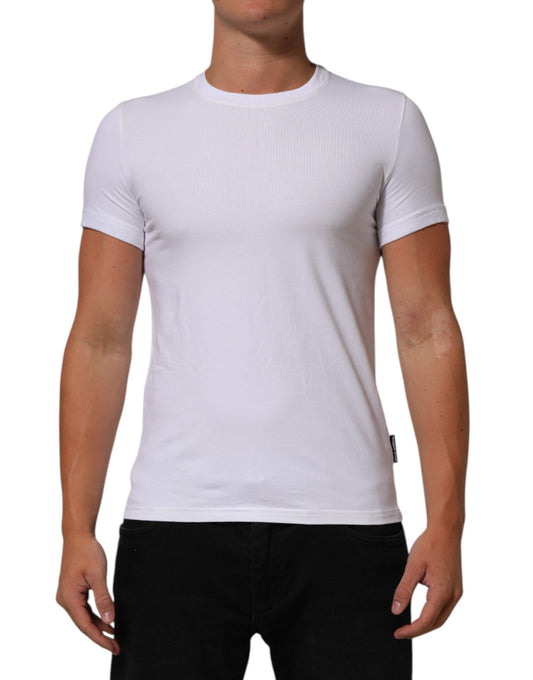 Dolce & Gabbana White Cotton Round Neck Underwear T-shirt