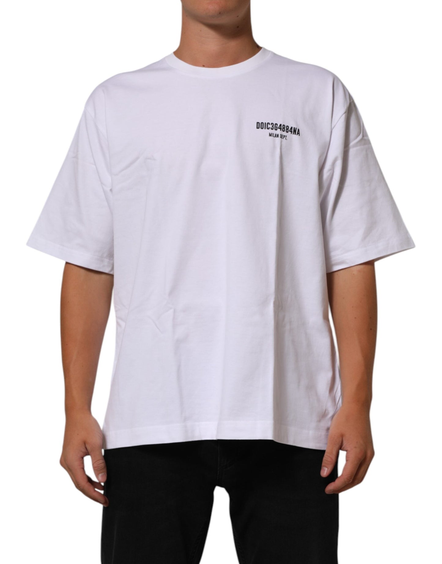 Dolce & Gabbana White Cotton Logo Print Crew Neck T-shirt