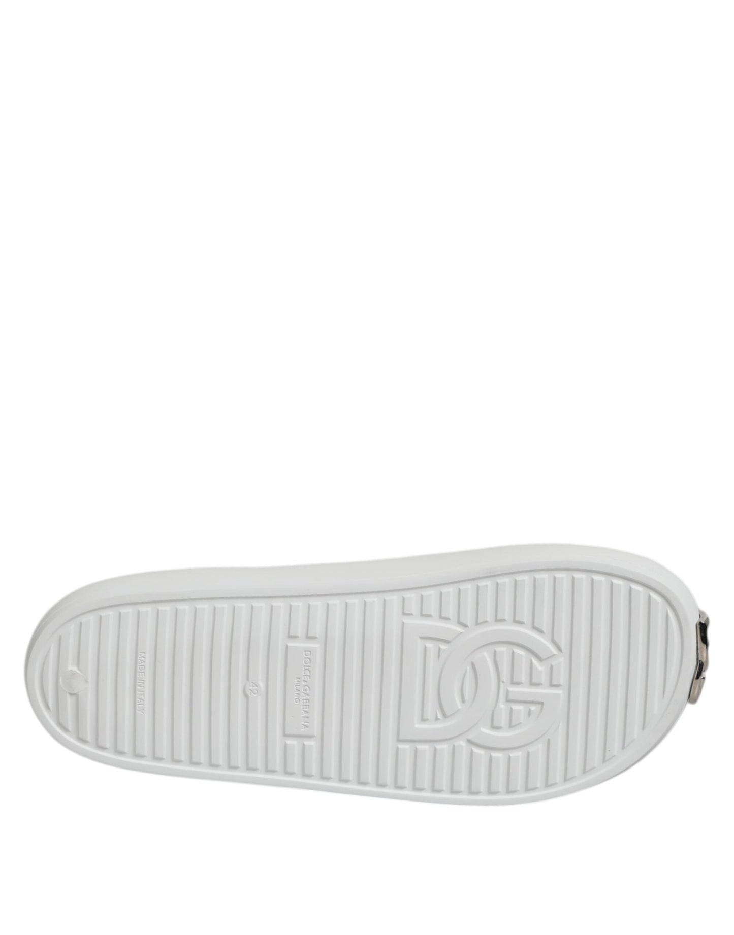 Dolce & Gabbana White Logo Slides Sandals Men Beachwear Shoes
