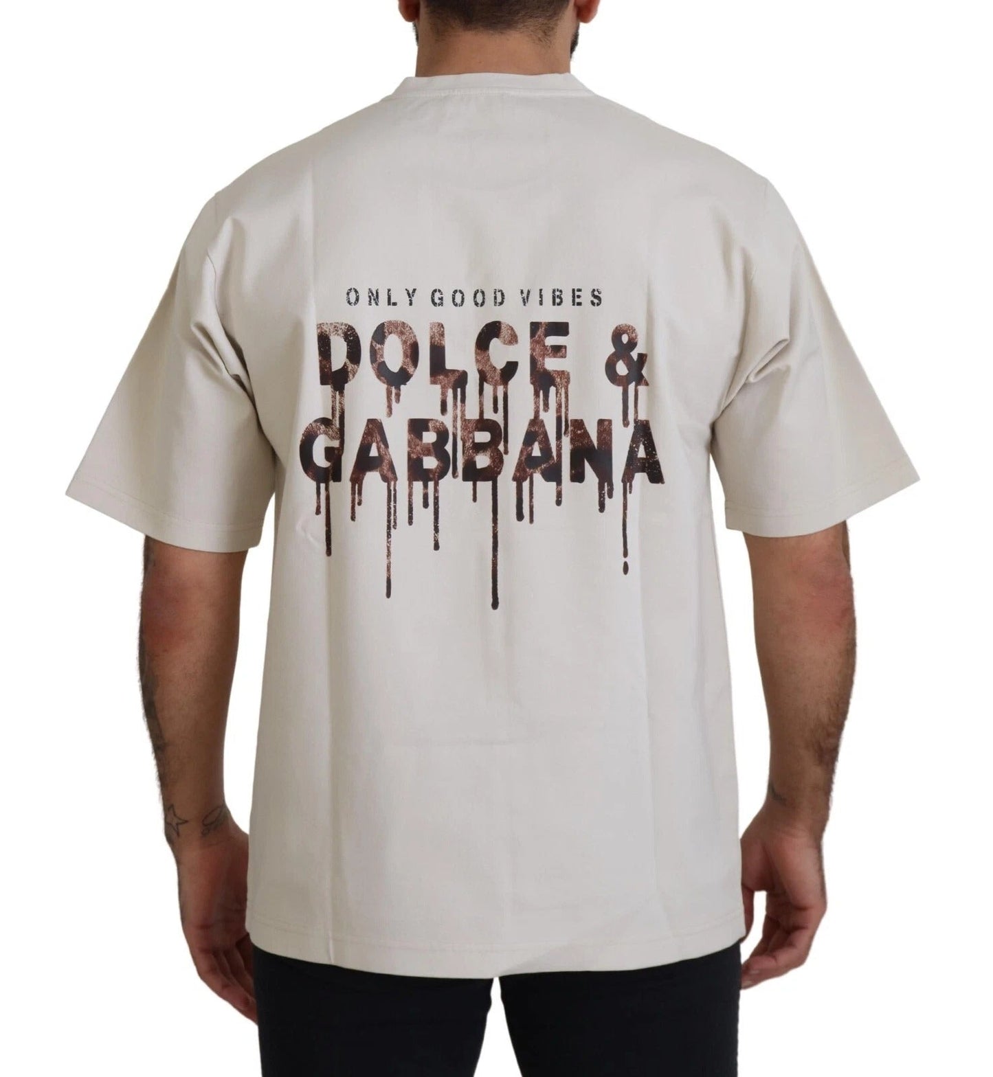 Dolce & Gabbana Ivory Cotton Ivory Printed Crewneck