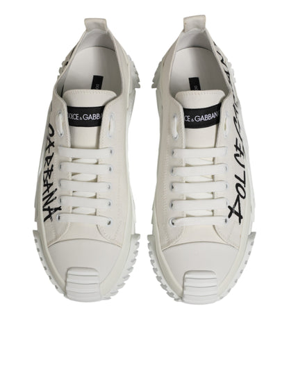 Dolce & Gabbana White Cotton NS1 Low Top Sneaker Shoes