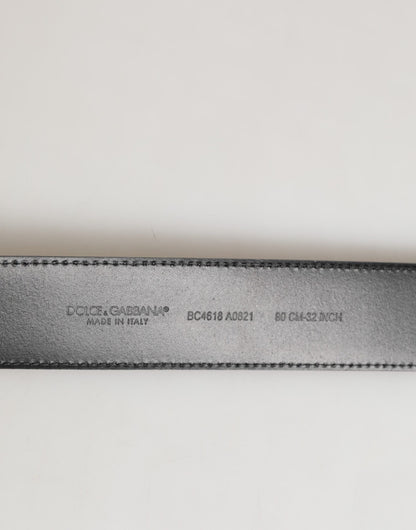 Dolce & Gabbana Black Leather Classic Metal Logo Buckle Belt