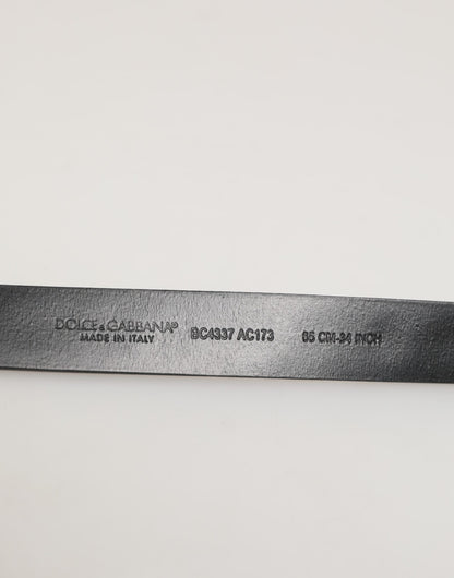 Dolce & Gabbana Black Leather Studded Silver-Tone Buckle Belt