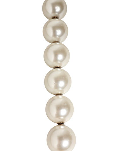 Dolce & Gabbana Black Leather Pearl Chain Bag Accessory Shoulder Strap