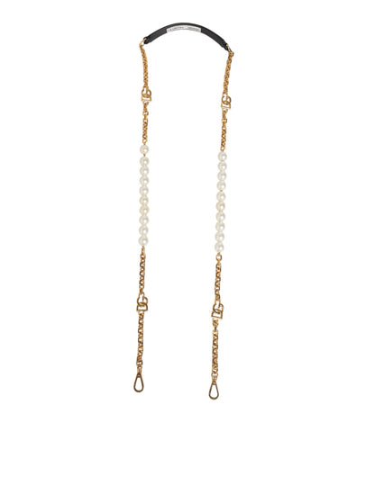 Dolce & Gabbana Black Leather Gold Chain Bag Accessory Shoulder Strap