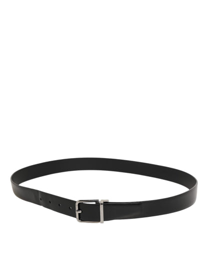 Dolce & Gabbana Black Leather Classic Metal Buckle Men Belt