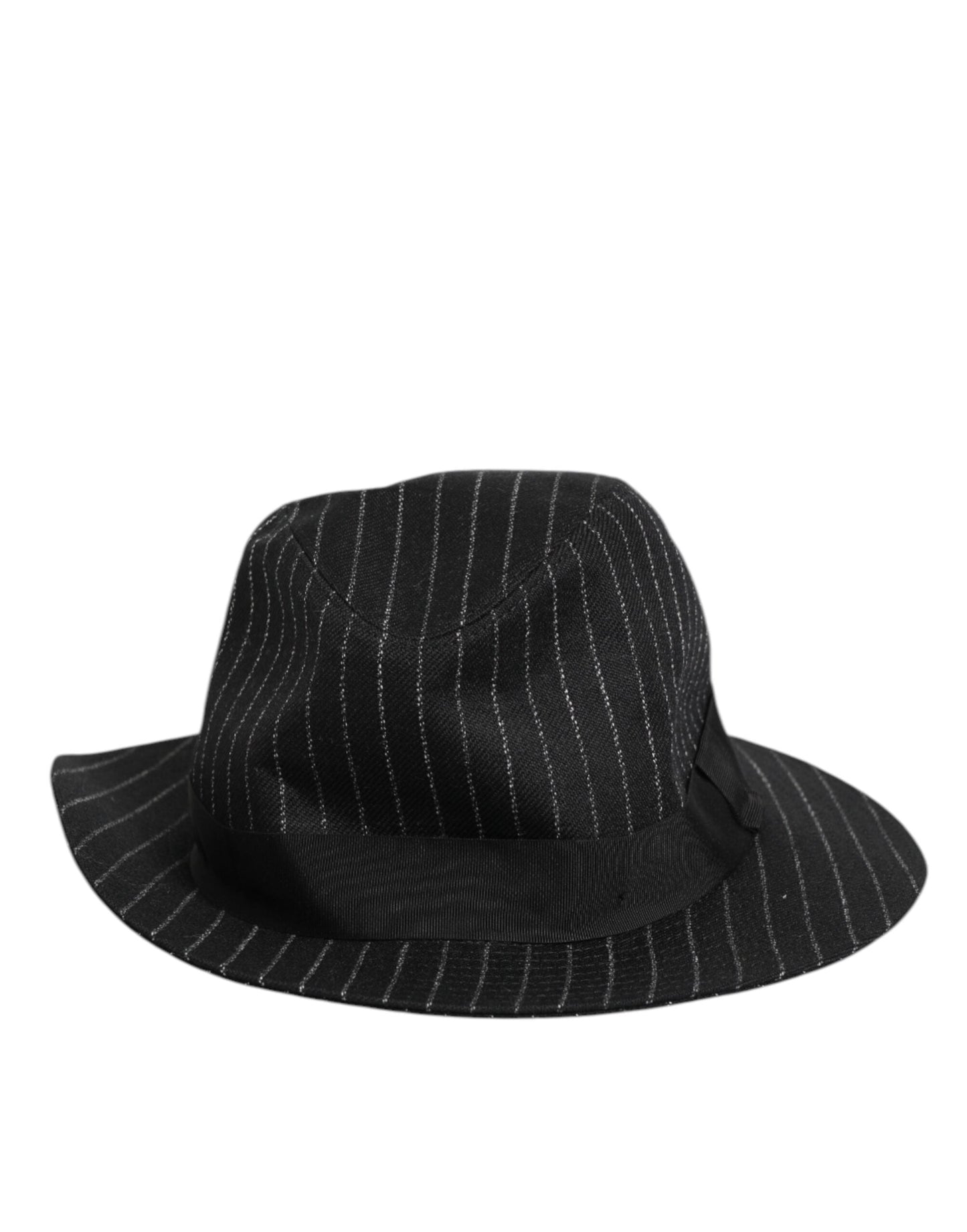 Dolce & Gabbana Black Striped Virgin Wool Men Fedora Capello Hat