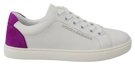 Dolce & Gabbana White Suede Leather Low Top Sneakers Shoes