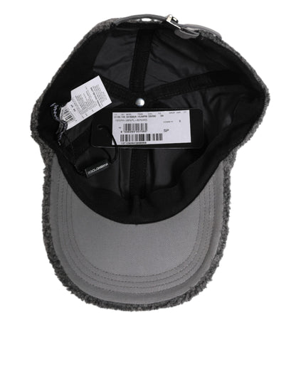Dolce & Gabbana Gray Wool Fleece Rapper Men Baseball Capello Hat