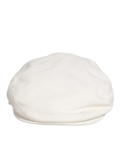 Dolce & Gabbana White Cotton Newsboy Cloth Capello Men Cap Hat