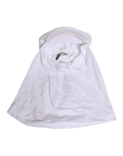 Dolce & Gabbana White Cotton DG Logo Plaque Baseball Balaclava Hat