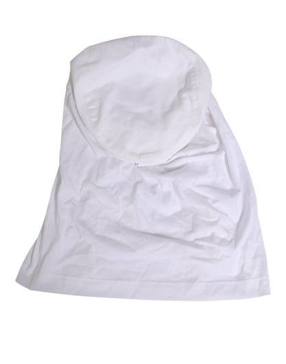 Dolce & Gabbana White Cotton DG Logo Plaque Baseball Balaclava Hat