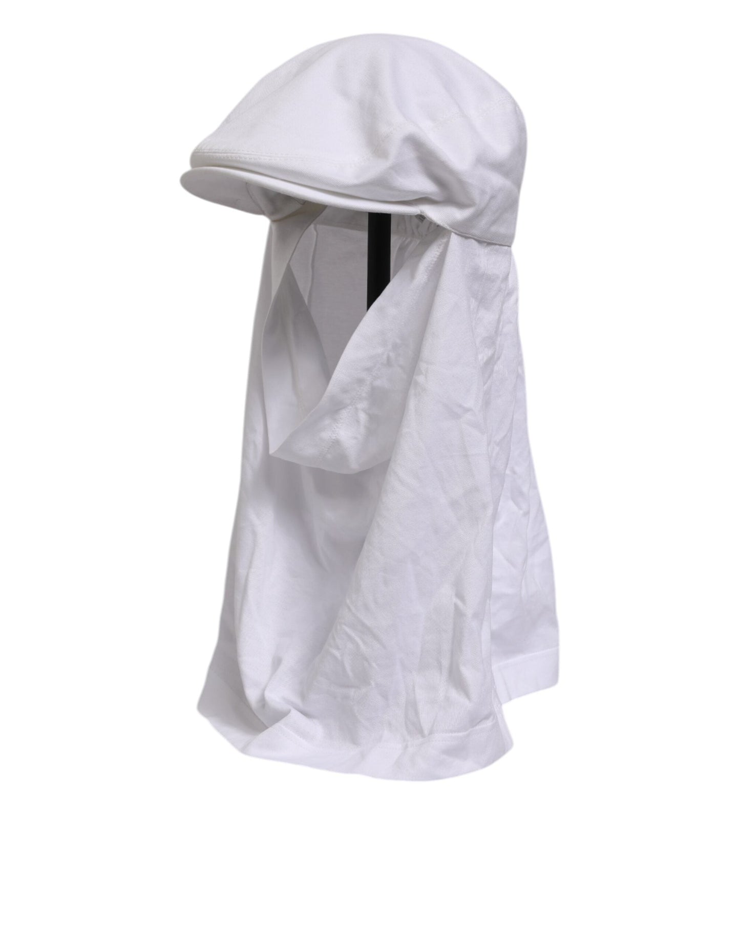 Dolce & Gabbana White Cotton DG Logo Plaque Baseball Balaclava Hat