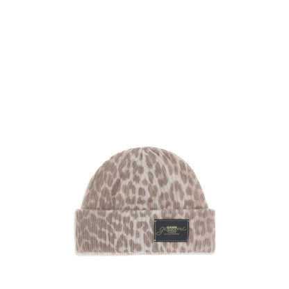 Ganni Leopard beanie Hat