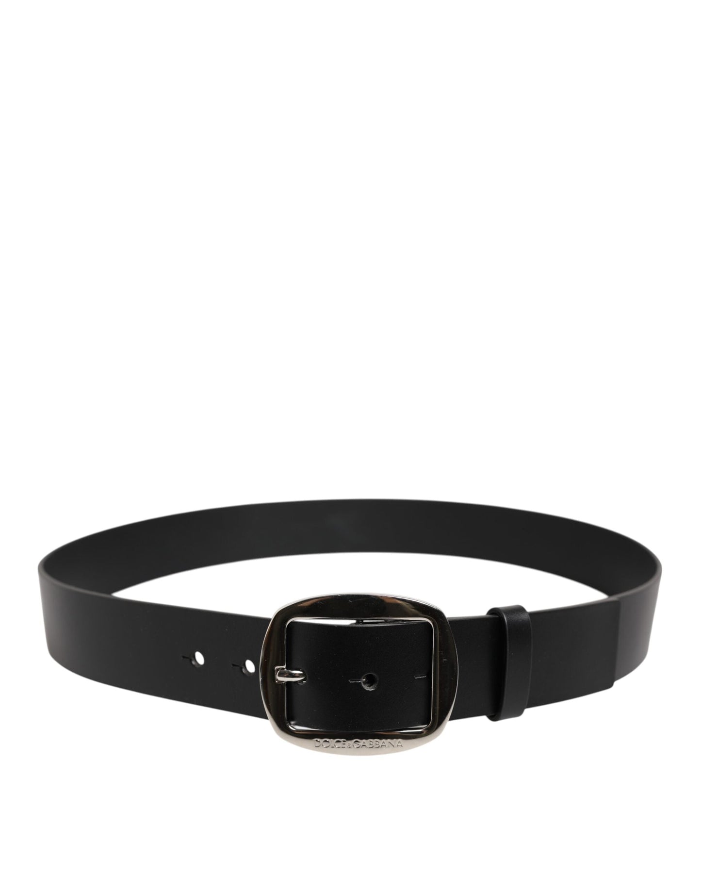 Dolce & Gabbana Black Leather Classic Metal Buckle Men Belt
