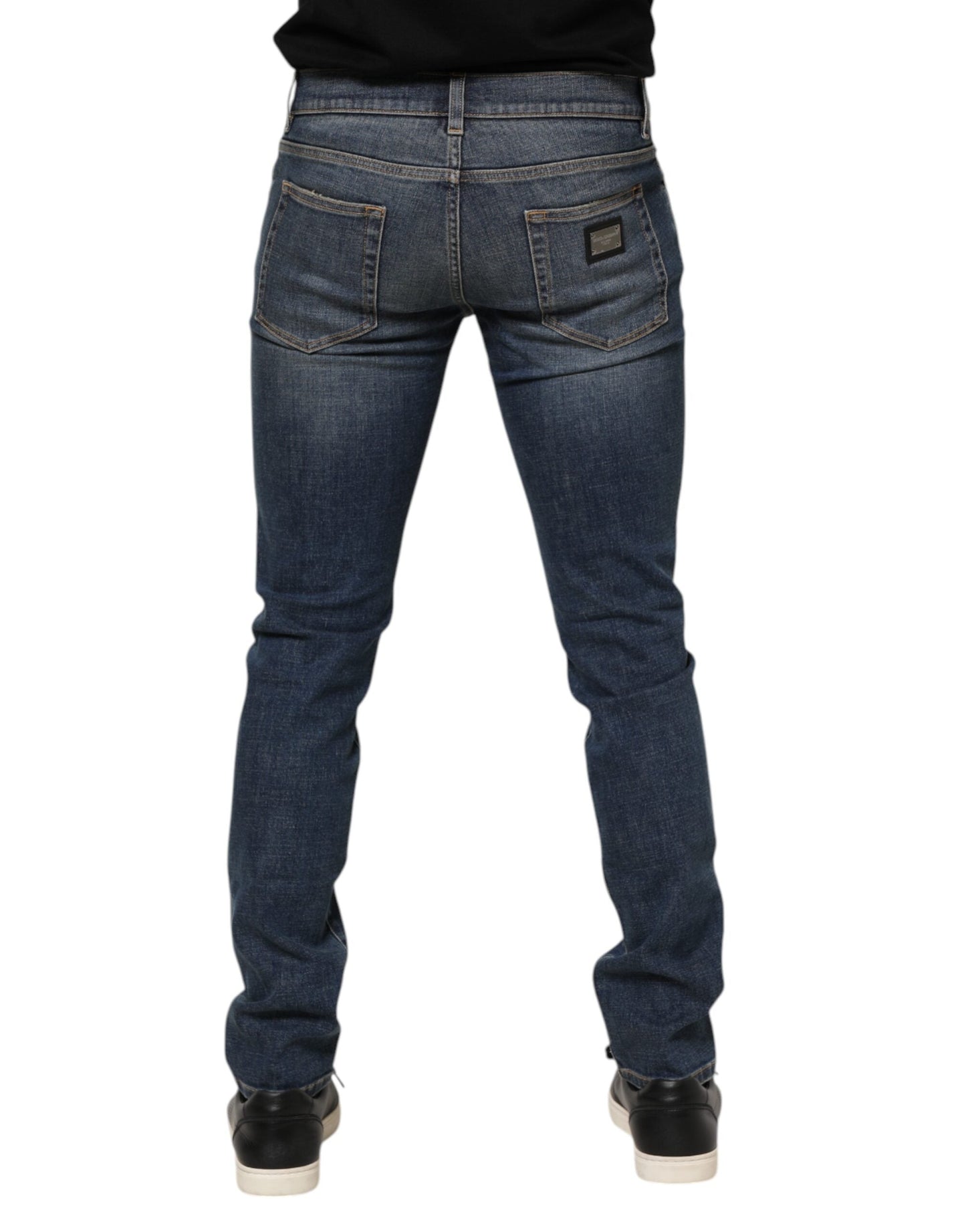 Dolce & Gabbana Blue Washed Cotton Skinny Men Denim Jeans