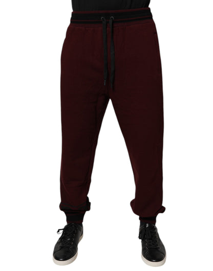 Dolce & Gabbana Maroon Cotton Men Jogger Sweatpants Pants
