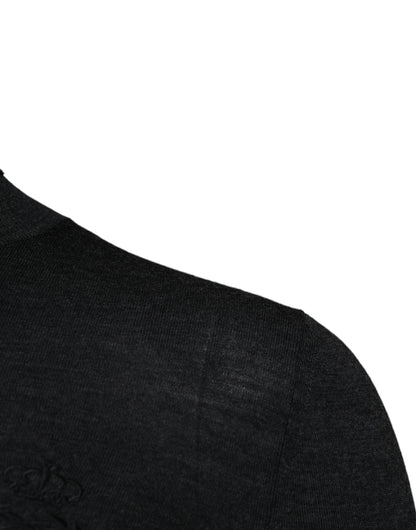 Dolce & Gabbana Black Wool Turtle Neck Men Pullover Sweater