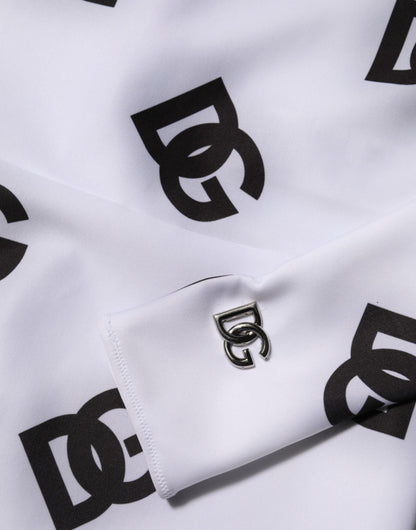 Dolce & Gabbana Black White Logo Monogram Long Sleeves Jumpsuit Dress