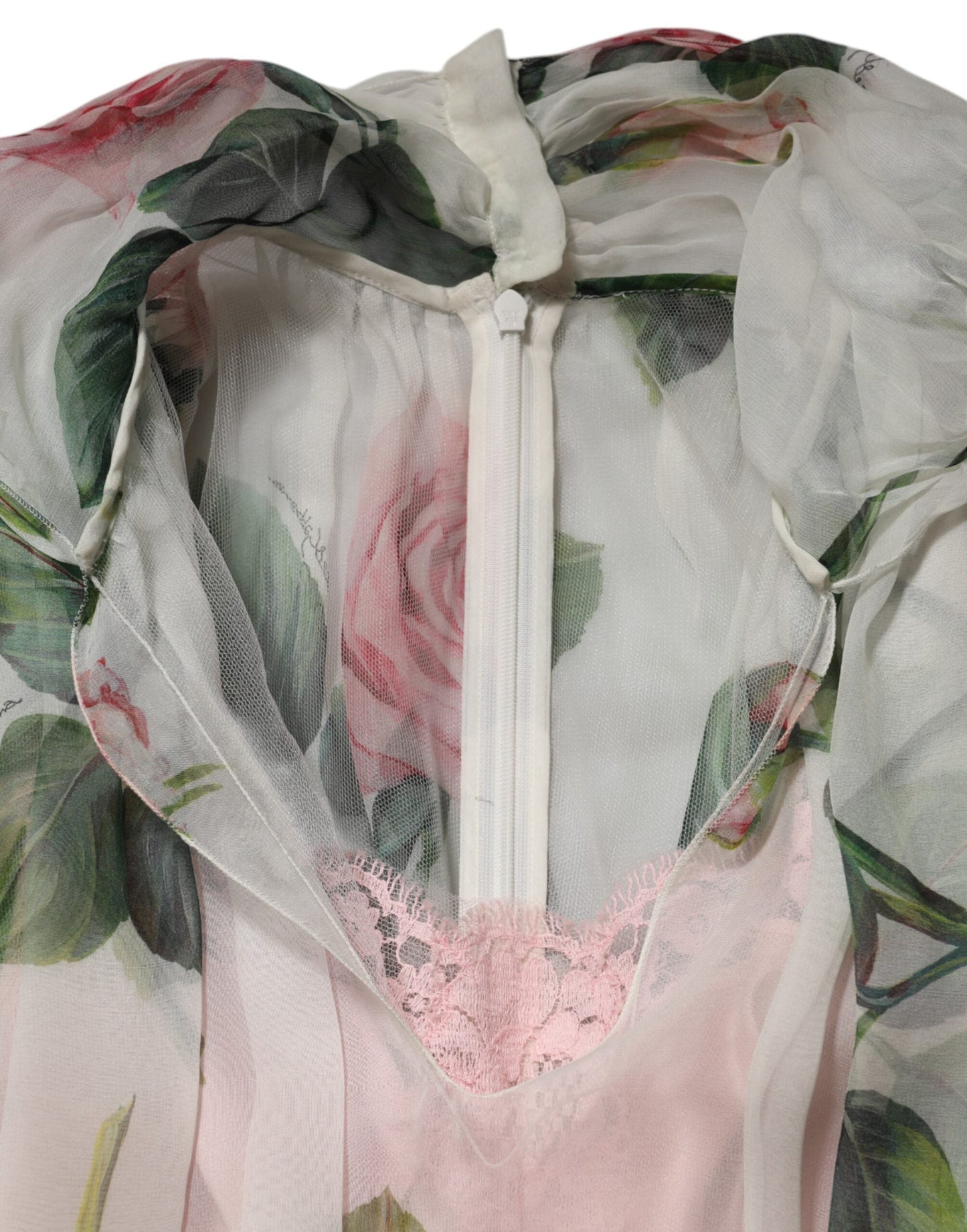 Dolce & Gabbana White Floral Print Silk Pleated Midi Dress