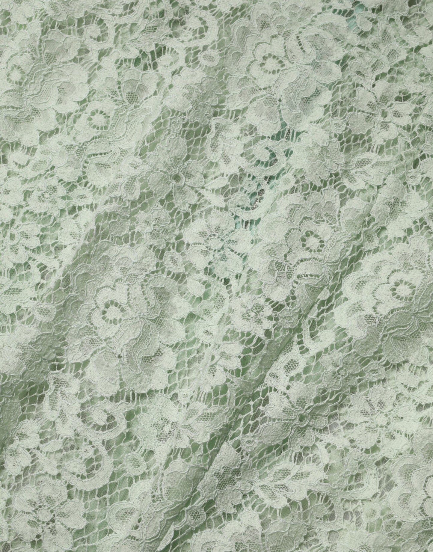 Dolce & Gabbana Mint Green Floral Lace Trim Midi Dress