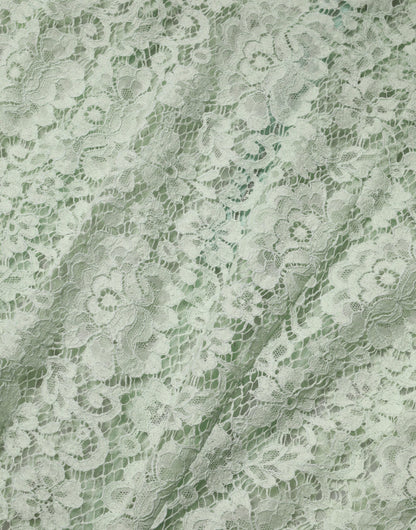 Dolce & Gabbana Mint Green Floral Lace Trim Midi Dress