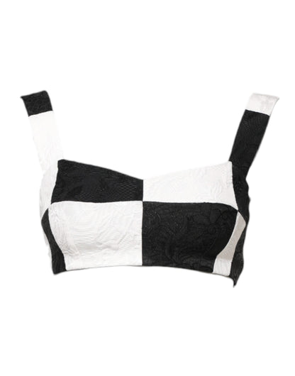 Dolce & Gabbana Black White Cropped Bustier Corset Bra Top
