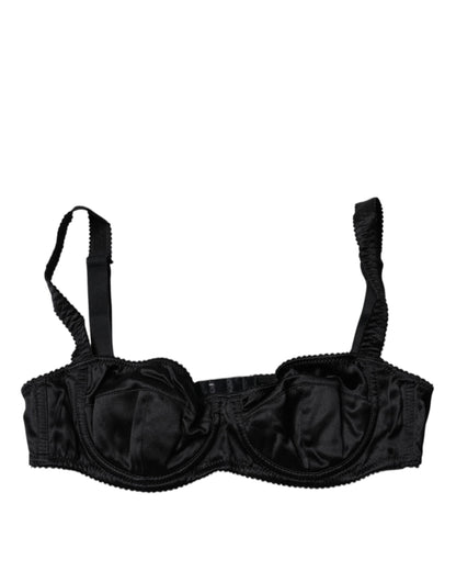 Dolce & Gabbana Black Silk Semi-Pad Balconette Bra Underwear