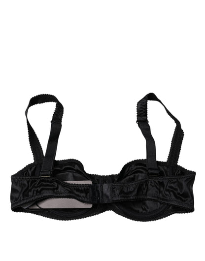 Dolce & Gabbana Black Silk Semi-Pad Balconette Bra Underwear
