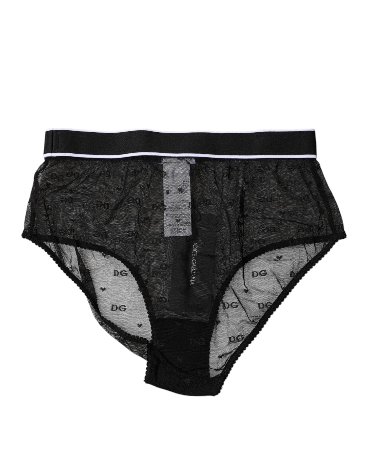 Dolce & Gabbana Black Lace Nylon High Waist Panty Underwear