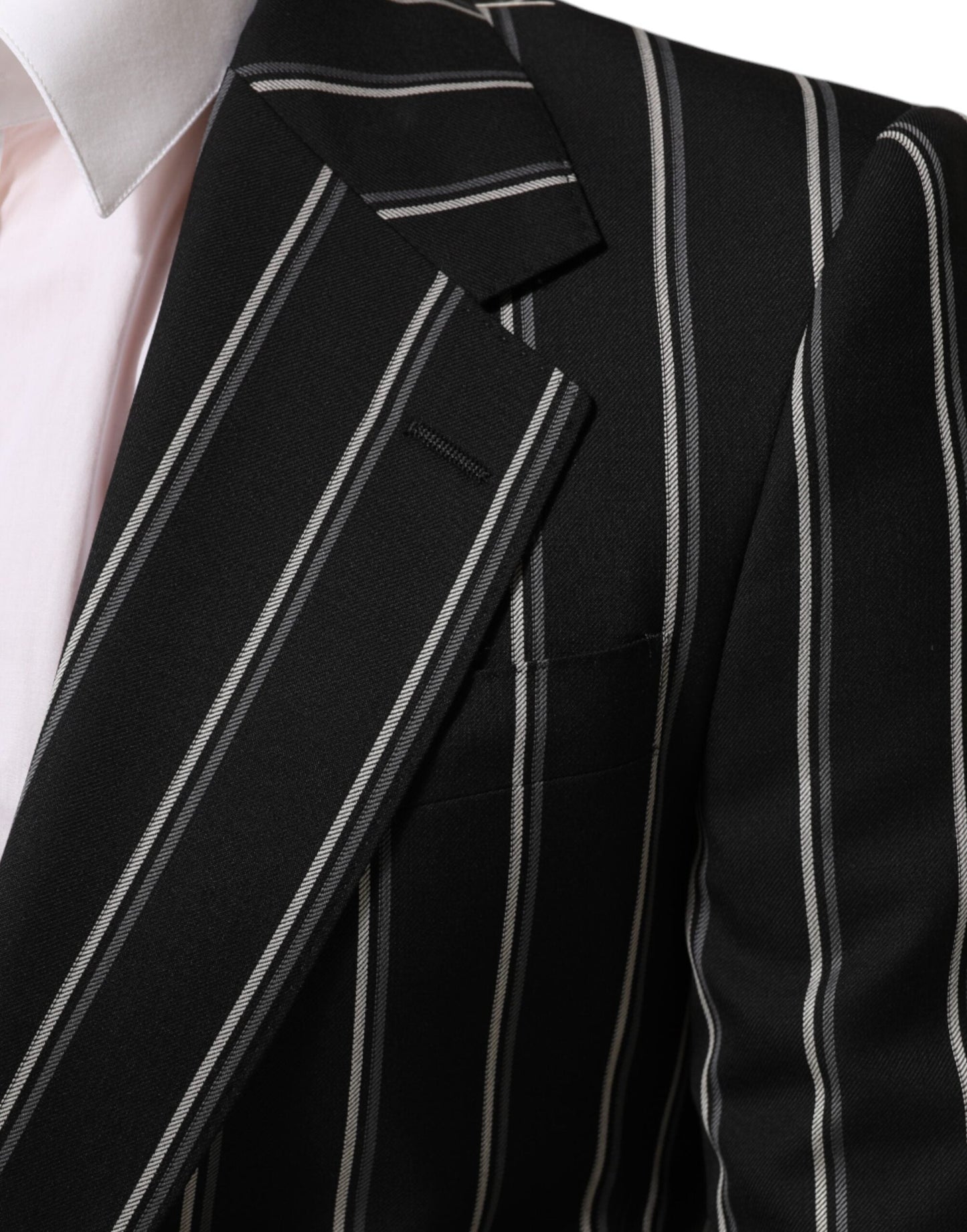 Dolce & Gabbana Black Stripes SICILIA 1 Button Suit Blazer