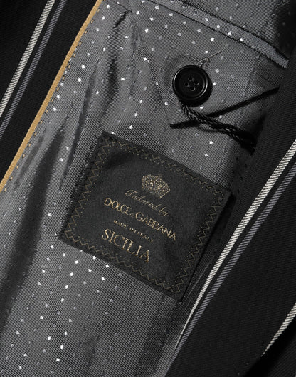 Dolce & Gabbana Black Stripes SICILIA 1 Button Suit Blazer