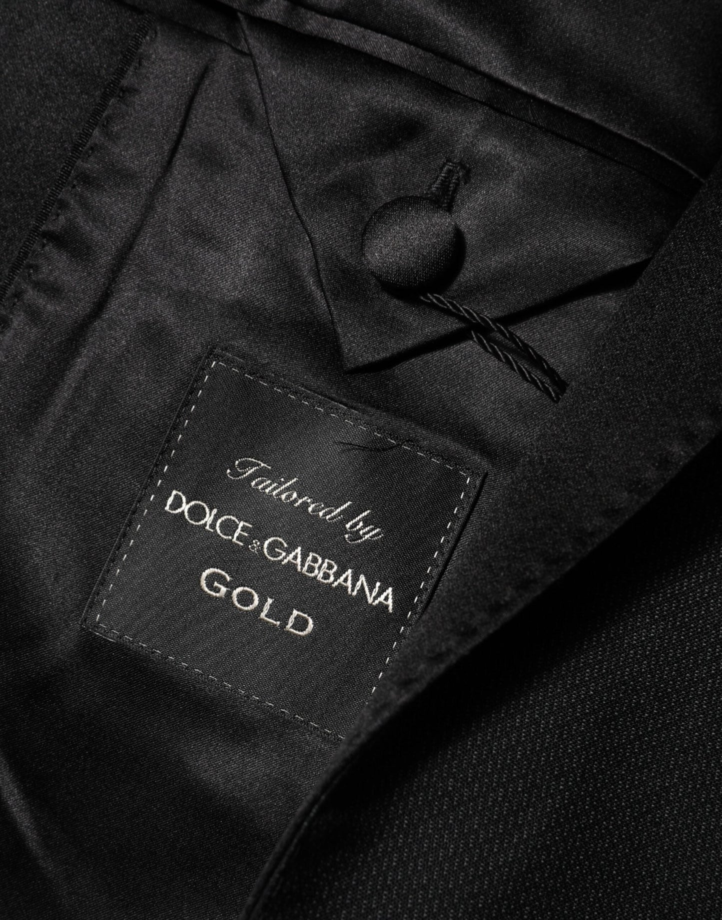 Dolce & Gabbana Black Wool GOLD 1 Button Suit Coat Blazer
