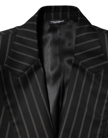 Dolce & Gabbana Black Stripes SICILIA 1 Button Suit Blazer
