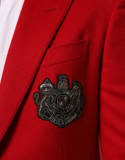 Dolce & Gabbana Red Cashmere 2 Buttons Suit Jacket Blazer