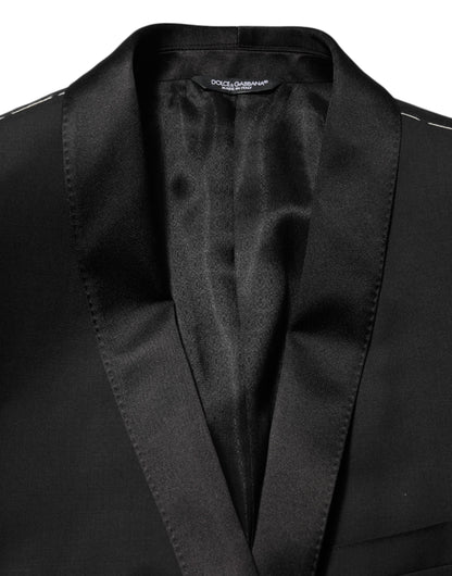 Dolce & Gabbana Black Wool GOLD 1 Button Men Suit Blazer